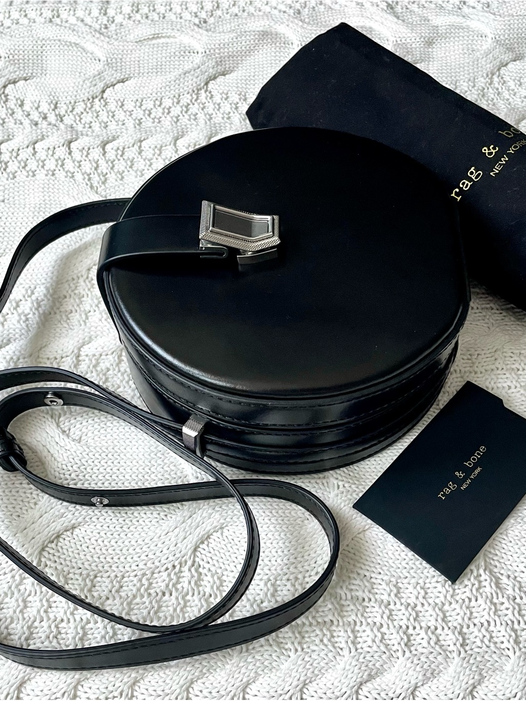 Nwt Rag & Bone Round Black Leather Crossbody Sculptural Bag
